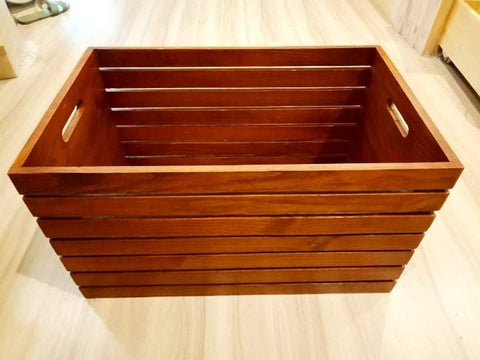 Brown wooden crate 21in x13in x12in